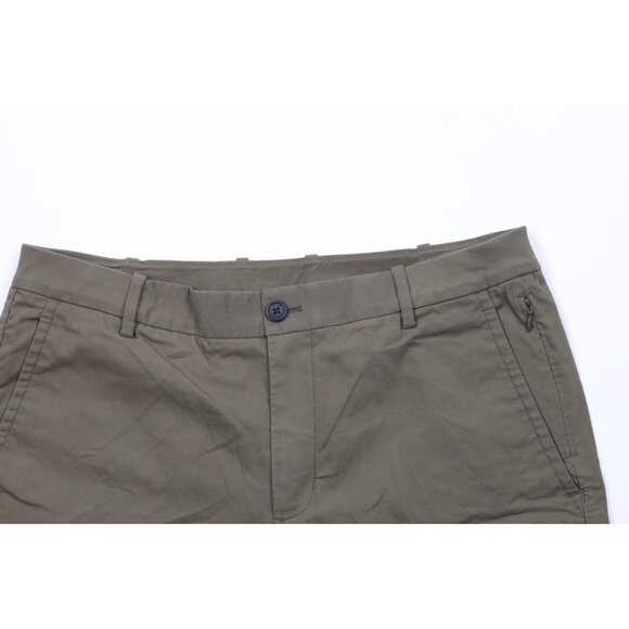 Kit & Ace Mens Size 32 Distressed Flat Front Above Knee Tech Chino Shorts Olive - Picture 2 of 13